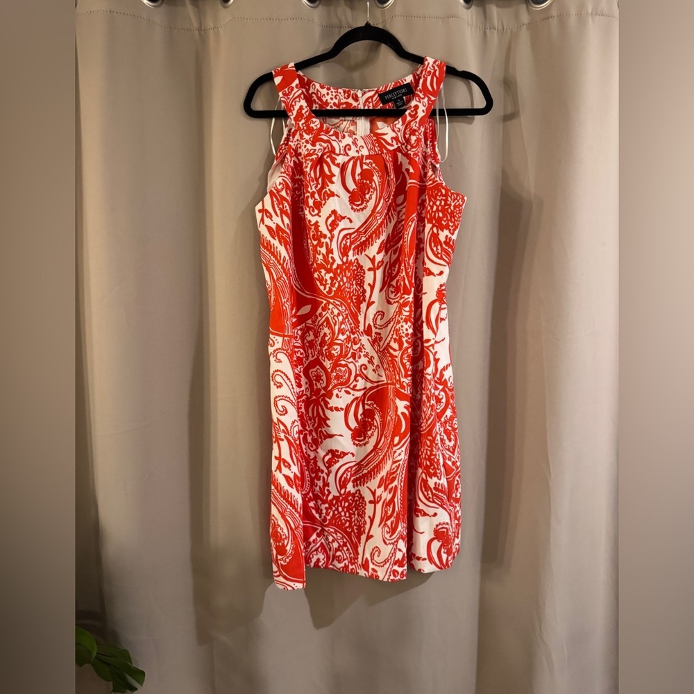 Perceptions Vibrant Red and White Paisley Mini Dress